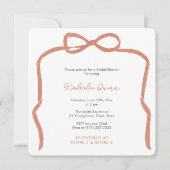 Invitation Fête des mariées branchée Verona Orange Ribbon Bow (Devant)