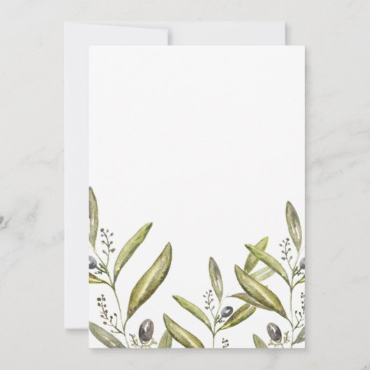 Invitation Fête des mariées Branches d'olive (Dos)