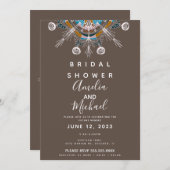Invitation Fête des mariées Brown de Mandala de Bohême modern (Devant / Derrière)
