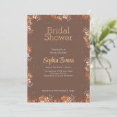 Invitation Fête des mariées Brown frontière Orange (Debout devant)