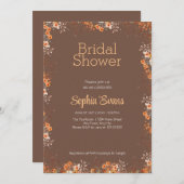 Invitation Fête des mariées Brown frontière Orange (Devant / Derrière)