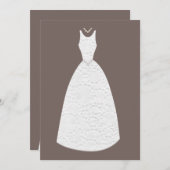 Invitation Fête des mariées Brown Mariage robe blanche Invita (Devant / Derrière)