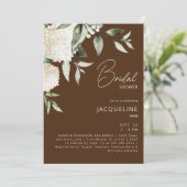 Invitation Fête des mariées Brown White Hydrangeas (Debout devant)