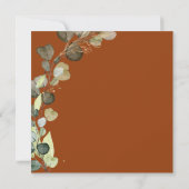 Invitation Fête des mariées Brûlé Orange Vert Eucalyptus (Dos)