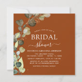 Invitation Fête des mariées Brûlé Orange Vert Eucalyptus (Devant)