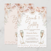 Invitation Fête des mariées Brunch Boho en verre de Champagne (Devant / Derrière)