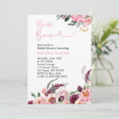 Invitation Fête des mariées Brunch Boho rose Bourgogne Rose (Debout devant)