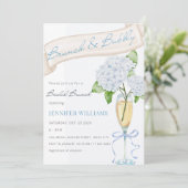 Invitation Fête des mariées Brunch & Bubbly Blue Hydrangea (Debout devant)
