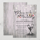 Invitation Fête des mariées Brunch Bubbly Champagne Flutes Bo (Devant / Derrière)
