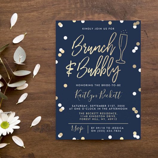 Invitation Fête des mariées Brunch & Bubbly Confetti