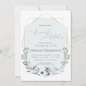Invitation FÊTE DES MARIÉES | Brunch & Bubbly Dusty Blue Flor (Devant)