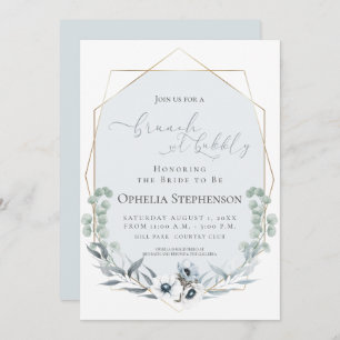 Invitation FÊTE DES MARIÉES   Brunch & Bubbly Dusty Blue Flor