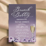 Invitation Fête des mariées Brunch Bubbly Élégant Purple Flor<br><div class="desc">Fête des mariées Brunch & Bubbly Elegant Purple Floral Invitations.</div>