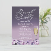 Invitation Fête des mariées Brunch Bubbly Élégant Purple Flor (Debout devant)