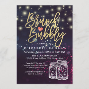 Invitation Fête des mariées Brunch Bubbly Mason Jar Purple Li