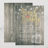 Invitation Fête des mariées Brunch Bubbly Rustic Wood Mason J (Devant / Derrière)