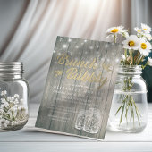 Invitation Fête des mariées Brunch Bubbly Rustic Wood Mason J