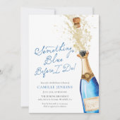 Invitation Fête des mariées Brunch Champagne Bleu (Devant)