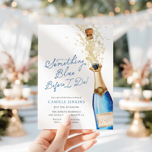 Invitation Fête des mariées Brunch Champagne Bleu