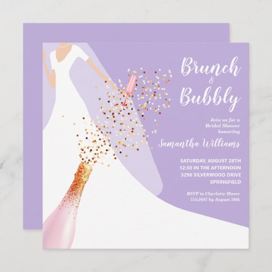 Invitation Fête des mariées Brunch et Bubbly (Devant / Derrière)