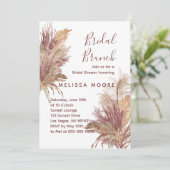 Invitation Fête des mariées Brunch Pampas Elégance Mauve Rose (Debout devant)