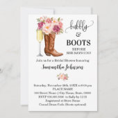 Invitation Fête des mariées Bubbly & Boots Fleurs roses (Devant)