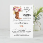 Invitation Fête des mariées Bubbly & Boots Fleurs roses (Debout devant)