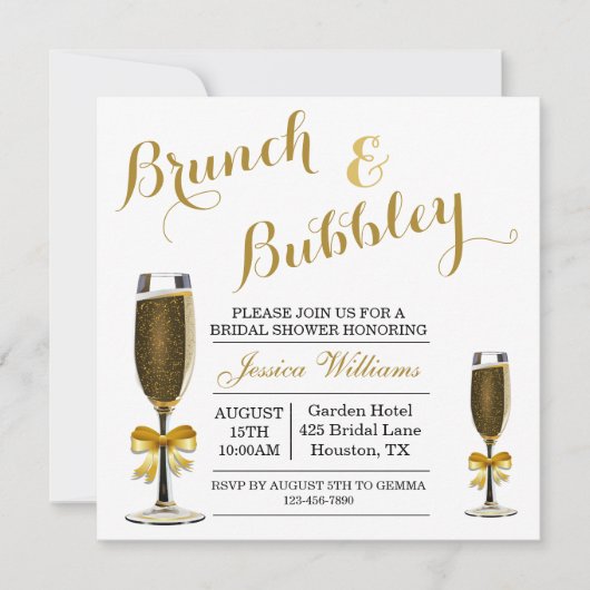 Invitation Fête des mariées Bubbly & Brunch (Devant)