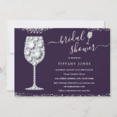 Invitation Fête des mariées Bubbly en argent violet (Devant)
