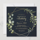 Invitation Fête des mariées Bubbly vert or géométrique (Devant)