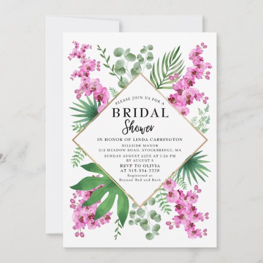 Invitation Fête des mariées budgétaire Aquarelle florale trop (Devant)