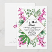 Invitation Fête des mariées budgétaire Aquarelle florale trop (Devant / Derrière)