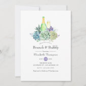 Invitation Fête des mariées Cactus Succulents Brunch et Bubbl (Devant)