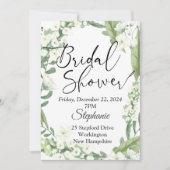 Invitation Fête des mariées, cadre fleuri vert (Devant)