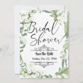 Invitation Fête des mariées, cadre fleuri vert (Dos)