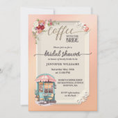 Invitation Fête des mariées café fille rose (Devant)