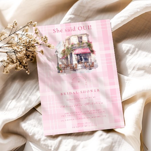 Invitation Fête des mariées Café Français Rose