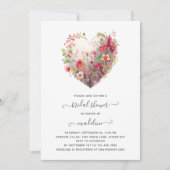 Invitation Fête des mariées cardiaque fleur sauvage (Devant)