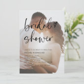 Invitation Fête des mariées cardiaque minimaliste manuscrite (Debout devant)