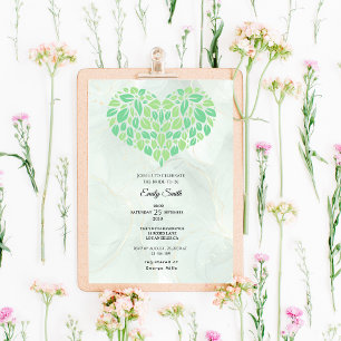 Invitation Fête des mariées cardiaque Sage Green Watercolor