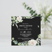 Invitation Fête des mariées Carré de verdure noire et blanche (Debout devant)