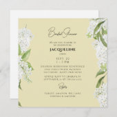 Invitation Fête des mariées Carré d'Hydrangea blanc jaune (Devant / Derrière)