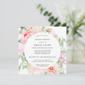 Invitation Fête des mariées Carré rose Peony (Debout devant)