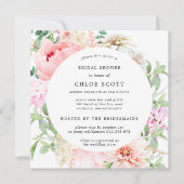 Invitation Fête des mariées Carré rose Peony (Devant)