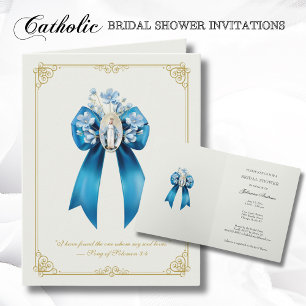 Invitation Fête des mariées catholique Béni Mère Marie Floral