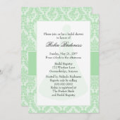 Invitation Fête des mariées Celadon Damask (Devant / Derrière)