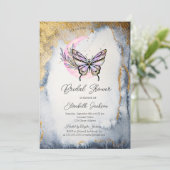 Invitation Fête des mariées céleste à papillon de lune (Debout devant)