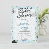 Invitation Fête des mariées céleste bleu or noir (Debout devant)