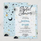 Invitation Fête des mariées céleste bleu or noir (Devant / Derrière)