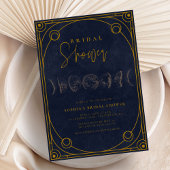Invitation Fête des mariées céleste bleue et or de la marine 